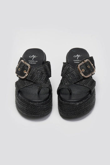 Σανδάλια flatforms crossover Mariella Fabiani 2514/05 - Μαύρο - thefashionproject.gr - Mariella Fabiani