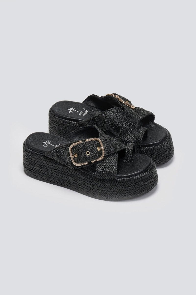 Σανδάλια flatforms crossover Mariella Fabiani 2514/05 - Μαύρο - thefashionproject.gr - Mariella Fabiani