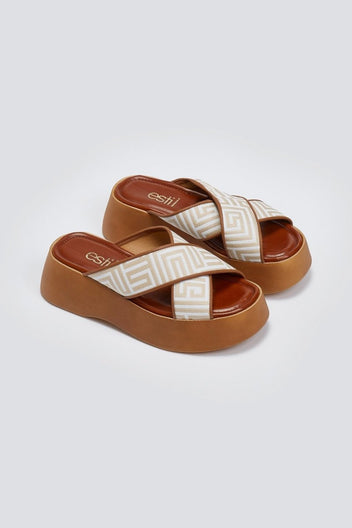 Σανδάλια flatforms crossover με print Estil - Ταμπά - thefashionproject.gr - Estil