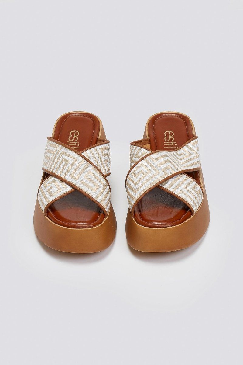 Σανδάλια flatforms crossover με print Estil - Ταμπά - thefashionproject.gr - Estil