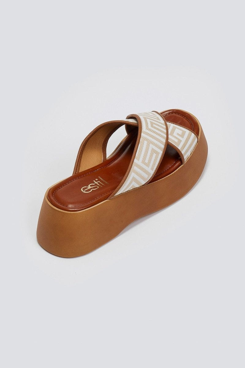 Σανδάλια flatforms crossover με print Estil - Ταμπά - thefashionproject.gr - Estil