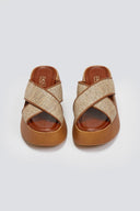 Σανδάλια flatforms crossover με ψάθα Estil - Ταμπά - thefashionproject.gr - Estil