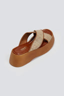 Σανδάλια flatforms crossover με ψάθα Estil - Ταμπά - thefashionproject.gr - Estil