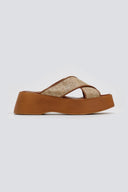 Σανδάλια flatforms crossover με ψάθα Estil - Ταμπά - thefashionproject.gr - Estil