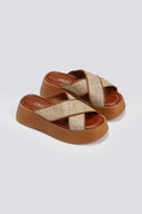 Σανδάλια flatforms crossover με ψάθα Estil - Ταμπά - thefashionproject.gr - Estil