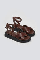 Σανδάλια flatforms crossover Tfp - Καφέ - thefashionproject.gr - TFP