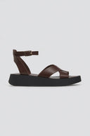 Σανδάλια flatforms crossover Tfp - Καφέ - thefashionproject.gr - TFP