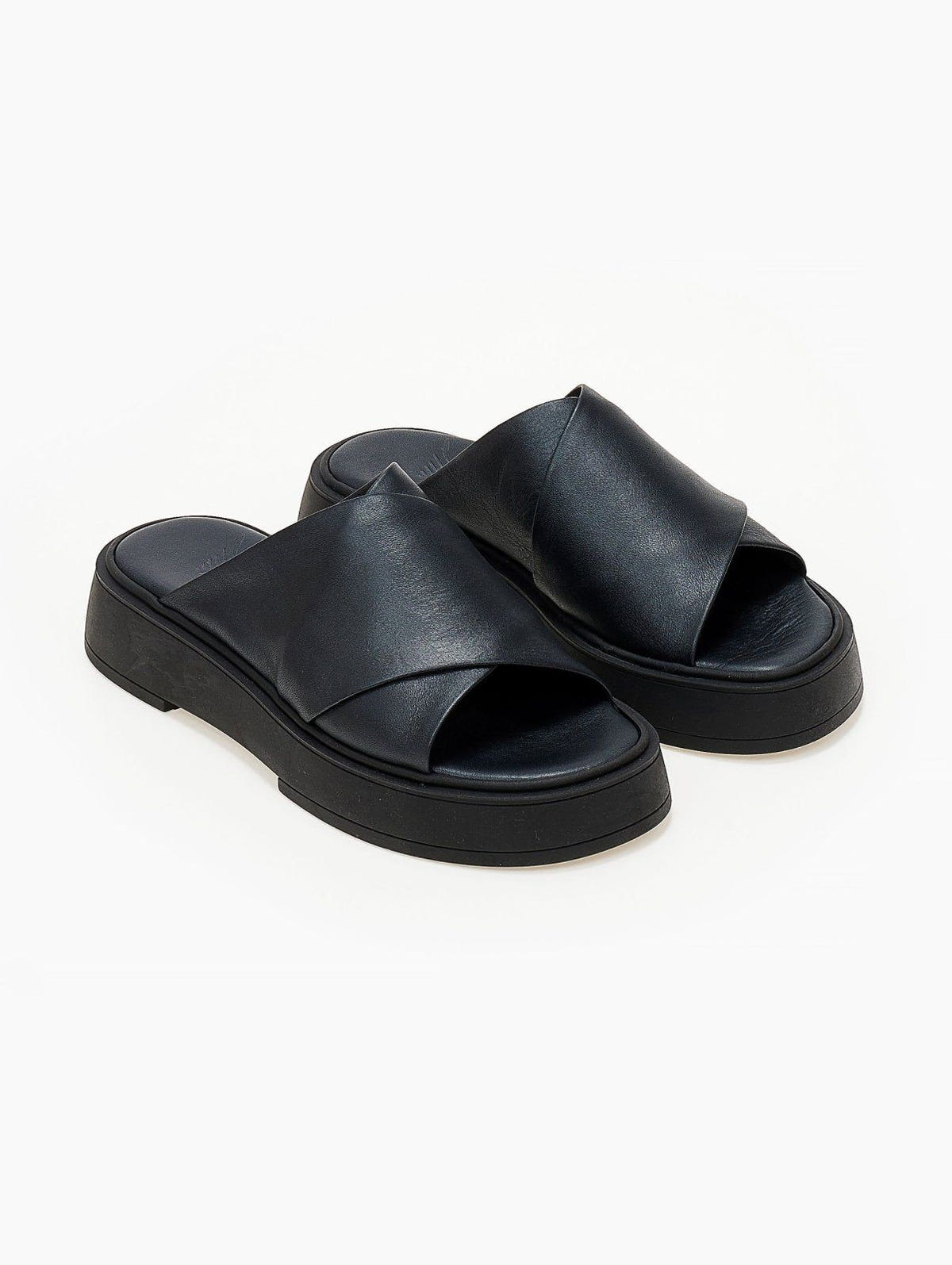 Σανδάλια flatforms δερμάτινα crossover Iris Sandals - Μαύρο - thefashionproject.gr - IRIS