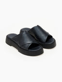 Σανδάλια flatforms δερμάτινα crossover Iris Sandals - Μαύρο - thefashionproject.gr - IRIS