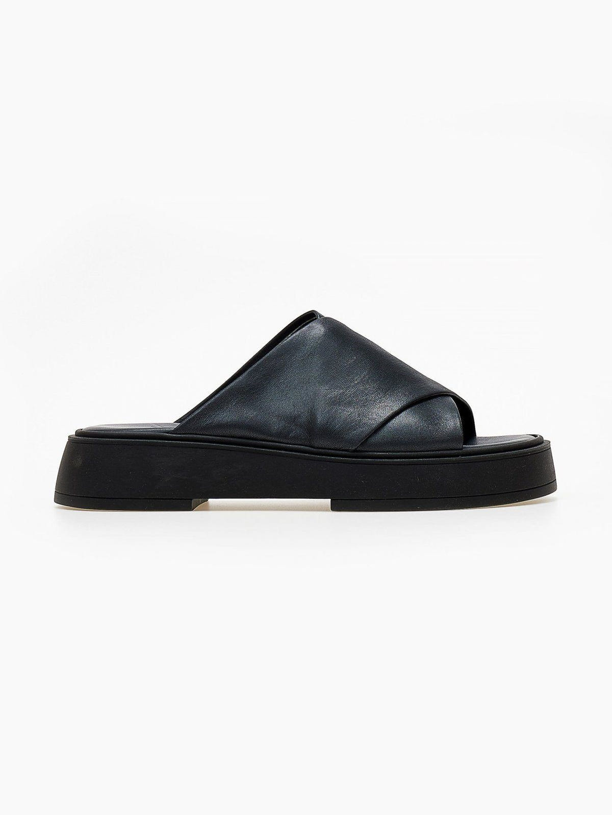 Σανδάλια flatforms δερμάτινα crossover Iris Sandals - Μαύρο - thefashionproject.gr - IRIS