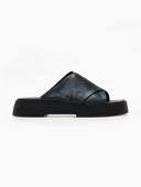Σανδάλια flatforms δερμάτινα crossover Iris Sandals - Μαύρο - thefashionproject.gr - IRIS