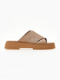 Σανδάλια flatforms δερμάτινα crossover Iris Sandals - Μπεζ - thefashionproject.gr - IRIS