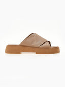 Σανδάλια flatforms δερμάτινα crossover Iris Sandals - Μπεζ - thefashionproject.gr - IRIS