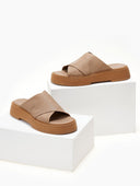 Σανδάλια flatforms δερμάτινα crossover Iris Sandals - Μπεζ - thefashionproject.gr - IRIS