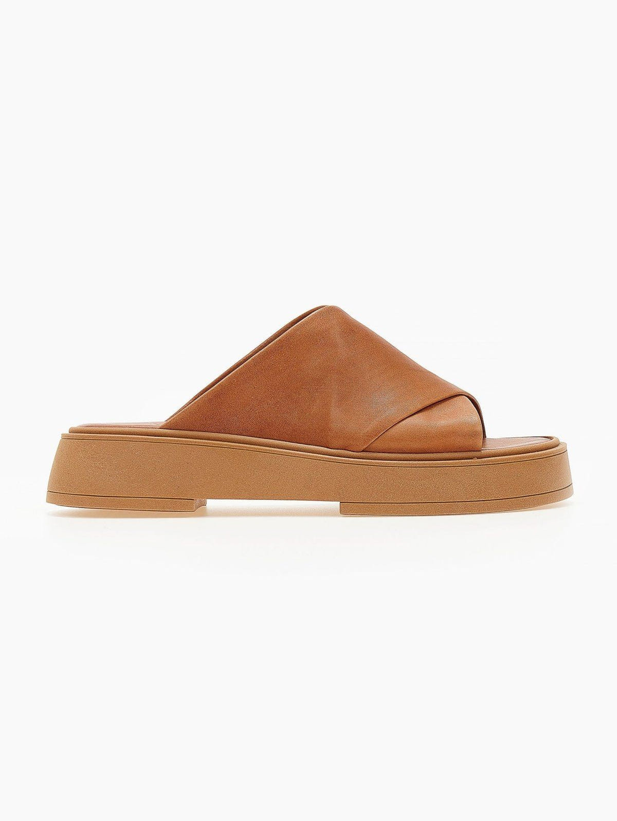 Σανδάλια flatforms δερμάτινα crossover Iris Sandals - Ταμπά - thefashionproject.gr - IRIS