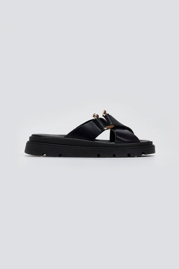 Σανδάλια flatforms δερμάτινα crossover Tfp