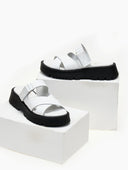 Σανδάλια flatforms δερμάτινα crossover TFP - Λευκό - thefashionproject.gr - TFP