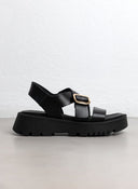Σανδάλια flatforms δερμάτινα crossover TFP - Μαύρο - thefashionproject.gr - TFP