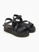 Σανδάλια flatforms δερμάτινα estil - Μαύρο - thefashionproject.gr - Estil