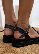 Σανδάλια flatforms δερμάτινα estil - Μαύρο - thefashionproject.gr - Estil
