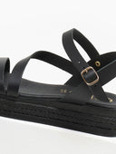 Σανδάλια flatforms δερμάτινα estil - Μαύρο - thefashionproject.gr - Estil