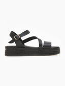 Σανδάλια flatforms δερμάτινα estil - Μαύρο - thefashionproject.gr - Estil