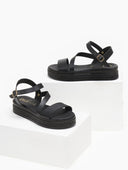 Σανδάλια flatforms δερμάτινα estil - Μαύρο - thefashionproject.gr - Estil