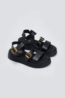 Σανδάλια flatforms δερμάτινα Estil - Μαύρο - thefashionproject.gr - Estil