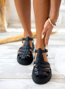Σανδάλια flatforms δερμάτινα fisherman Iris Sandals - Μαύρο - thefashionproject.gr - IRIS