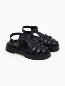 Σανδάλια flatforms δερμάτινα fisherman Iris Sandals - Μαύρο - thefashionproject.gr - IRIS