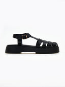 Σανδάλια flatforms δερμάτινα fisherman Iris Sandals - Μαύρο - thefashionproject.gr - IRIS