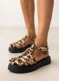 Σανδάλια flatforms δερμάτινα fisherman με print Iris Sandals - Leopard - thefashionproject.gr - IRIS