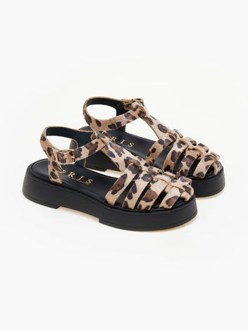 Σανδάλια flatforms δερμάτινα fisherman με print Iris Sandals - Leopard - thefashionproject.gr - IRIS
