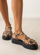 Σανδάλια flatforms δερμάτινα fisherman με print Iris Sandals - Leopard - thefashionproject.gr - IRIS