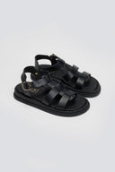 Σανδάλια flatforms δερμάτινα gladiator Estil - Μαύρο - thefashionproject.gr - Estil