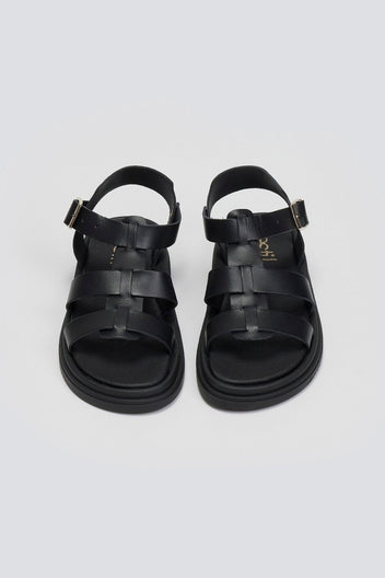 Σανδάλια flatforms δερμάτινα gladiator Estil - Μαύρο - thefashionproject.gr - Estil