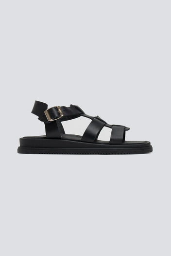 Σανδάλια flatforms δερμάτινα gladiator Estil - Μαύρο - thefashionproject.gr - Estil