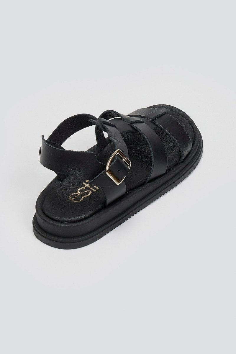 Σανδάλια flatforms δερμάτινα gladiator Estil - Μαύρο - thefashionproject.gr - Estil