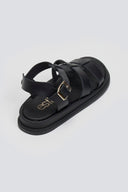 Σανδάλια flatforms δερμάτινα gladiator Estil - Μαύρο - thefashionproject.gr - Estil