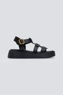 Σανδάλια flatforms δερμάτινα gladiator με τοκάδες Estil - Μαύρο - thefashionproject.gr - Estil