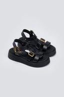 Σανδάλια flatforms δερμάτινα gladiator με τοκάδες Estil - Μαύρο - thefashionproject.gr - Estil
