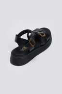 Σανδάλια flatforms δερμάτινα gladiator με τοκάδες Estil - Μαύρο - thefashionproject.gr - Estil