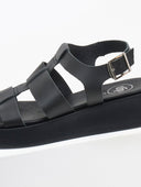 Σανδάλια flatforms δερμάτινα gladiator tfp - Μαύρο - thefashionproject.gr - TFP