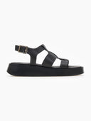 Σανδάλια flatforms δερμάτινα gladiator tfp - Μαύρο - thefashionproject.gr - TFP