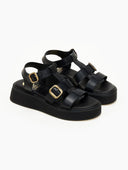 Σανδάλια flatforms δερμάτινα gladiator TFP - Μαύρο - thefashionproject.gr - TFP