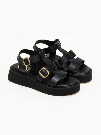 Σανδάλια flatforms δερμάτινα gladiator TFP - Μαύρο - thefashionproject.gr - TFP