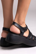 Σανδάλια flatforms δερμάτινα gladiator Tfp - Μαύρο - thefashionproject.gr - TFP