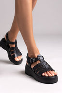 Σανδάλια flatforms δερμάτινα gladiator Tfp - Μαύρο - thefashionproject.gr - TFP