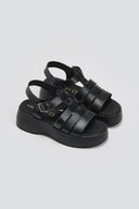 Σανδάλια flatforms δερμάτινα gladiator Tfp - Μαύρο - thefashionproject.gr - TFP