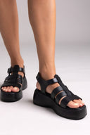 Σανδάλια flatforms δερμάτινα gladiator Tfp - Μαύρο - thefashionproject.gr - TFP